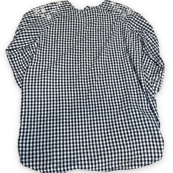 Seafolly Blue White Check Peasant Shirt Size Large Tassles Boho. - Picture 3 of 7